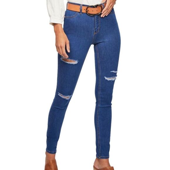Free People jeans 28 destroyed long and lean denim jeans - Picture 1 of 6